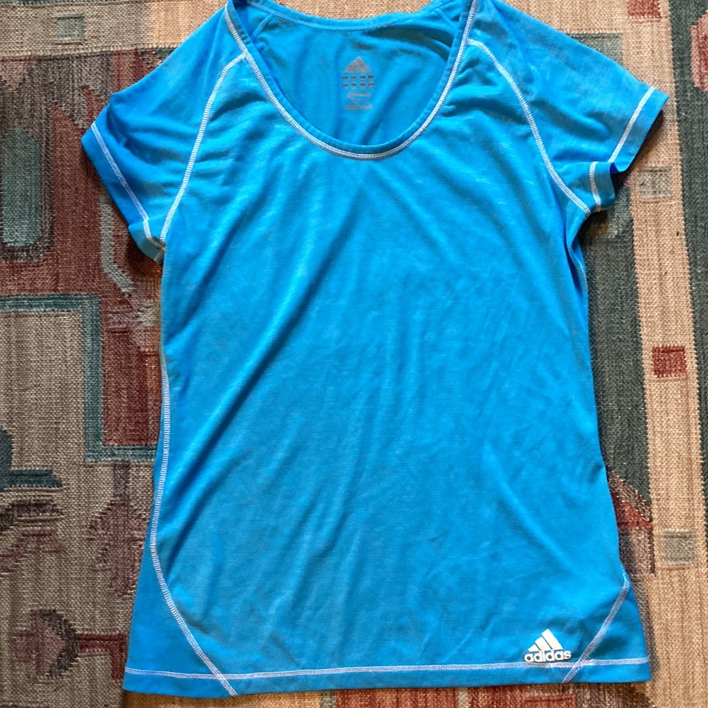 Adidas Blue and Turquoise Size Large Workout Top Bundle of 2 - Picture 6 of 9